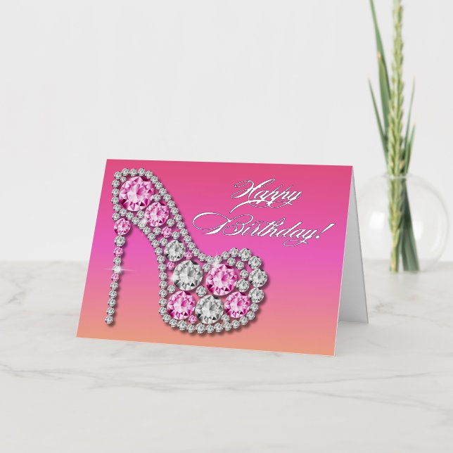 Sparkle Glam Stiletto Birthday Foil Greeting Card (Front)