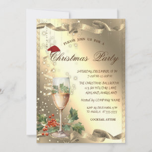 Sparkle,Glass,Holly Berry Corporate Christmas  Invitation