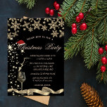 Sparkle,Glass,Snowflakes Corporate Christmas Party Invitation<br><div class="desc">An elegant holiday party invitation featuring gold snowflakes with a Santa hat on a gold background. These beautiful Christmas invitations are perfect for Christmas dinner party invitations, holiday gift exchange invitations, Christmas fundraisers, holiday ball invitations, and other events held during the month of December. Just use the template fields to...</div>