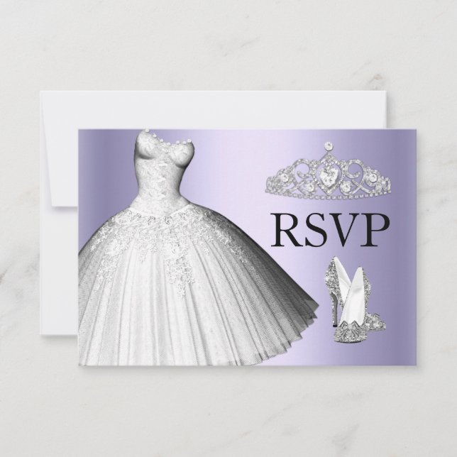 Sparkle Glitter Dress & Heels Quinceanera RSVP Invitation (Front)