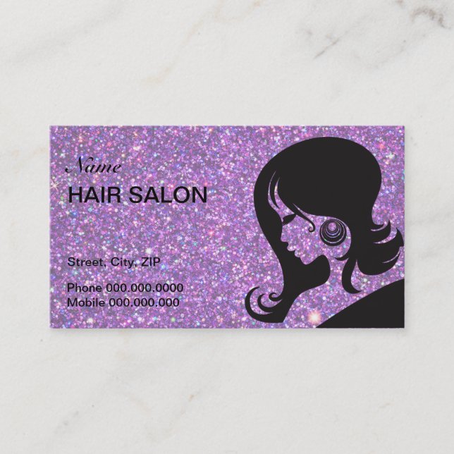 Sparkle & Glitter Hair Salon Business Card (Front)