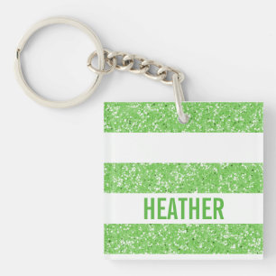 Sparkle Glitter Look Stripes Acrylic Keychain