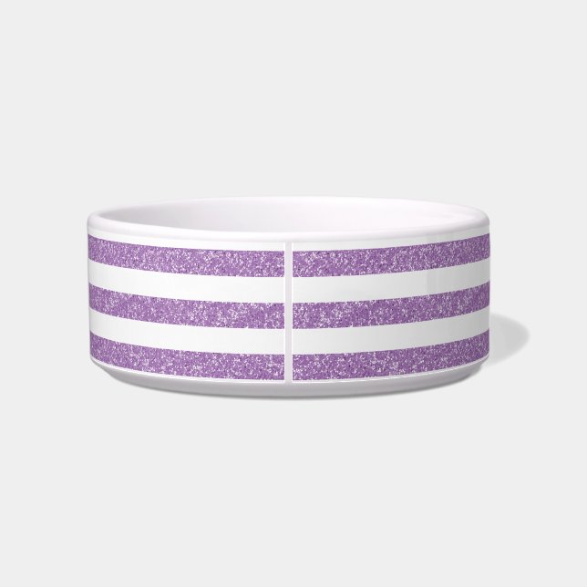 Sparkle Glitter Look Stripes Cat Bowl (Back)