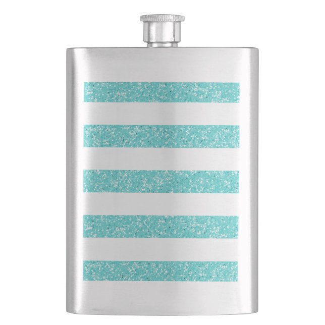 Sparkle Glitter Look Stripes Classic Flask (Front)