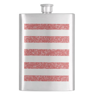 Sparkle Glitter Look Stripes Classic Flask