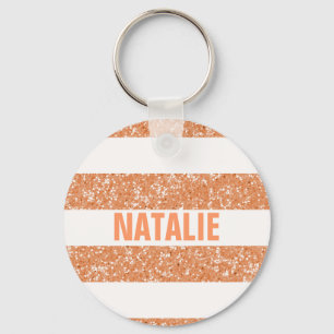 Sparkle Glitter Look Stripes Keychain