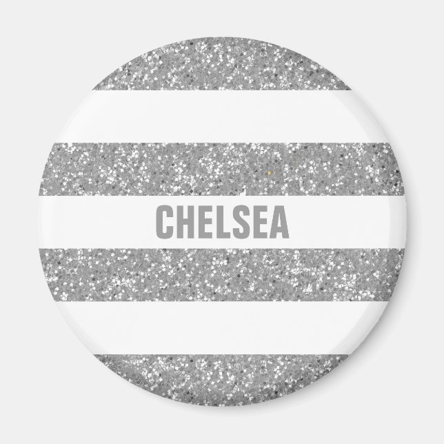 Sparkle Glitter Look Stripes Magnet (Front)