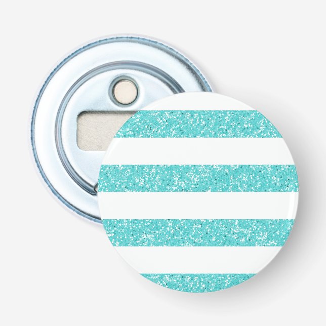 Sparkle Glitter Look Stripes Magnet Bottle Opener (Front)