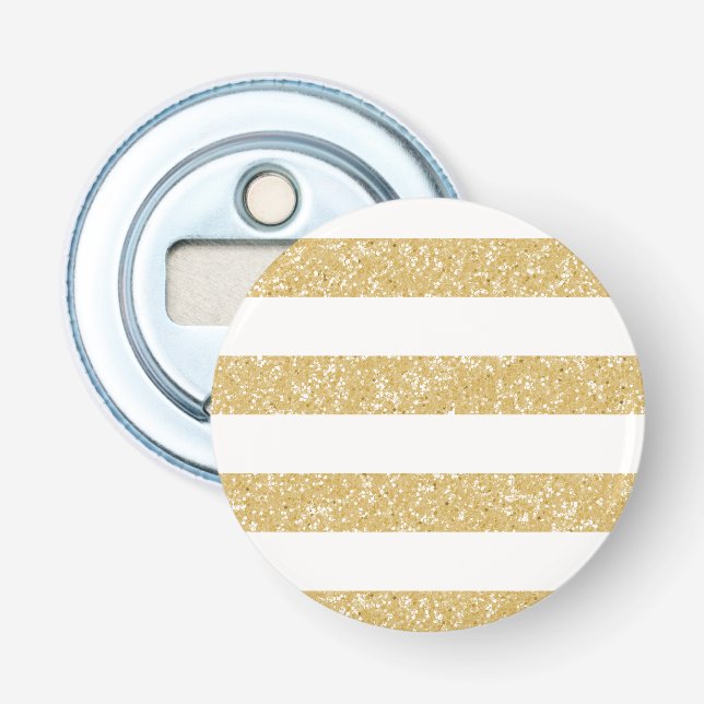 Sparkle Glitter Look Stripes Magnet Bottle Opener (Front)