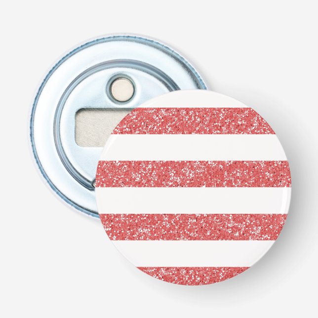 Sparkle Glitter Look Stripes Magnet Bottle Opener (Front)