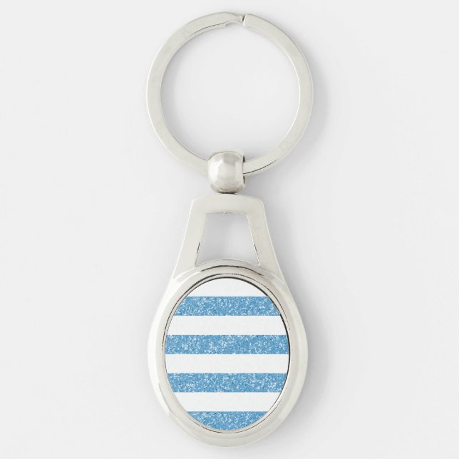 Sparkle Glitter Look Stripes Metal Keychain (Front)