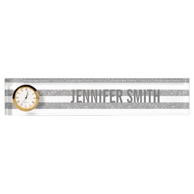 Sparkle Glitter Look Stripes Nameplate (Front)