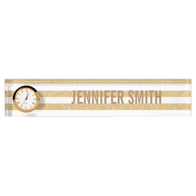 Sparkle Glitter Look Stripes Nameplate (Front)
