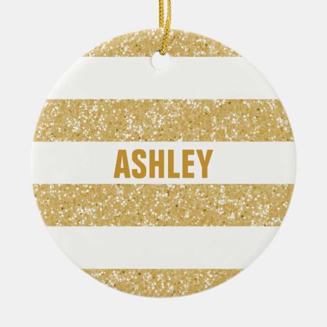 Sparkle Glitter Look Stripes Ornament (Front)