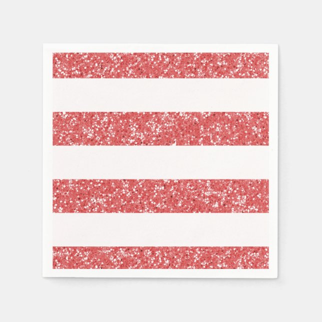 Sparkle Glitter Look Stripes Paper Napkins (Front)