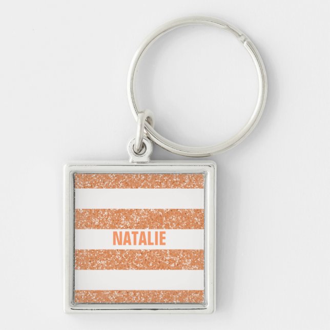 Sparkle Glitter Look Stripes Premium Keychain (Front)