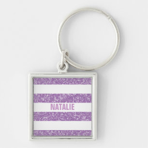 Sparkle Glitter Look Stripes Premium Keychain