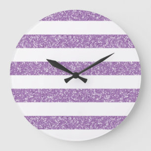 Sparkle Glitter Look Stripes Wall Clock