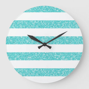 Sparkle Glitter Look Stripes Wall Clock