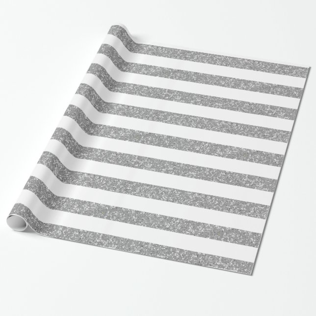 Sparkle Glitter Look Stripes Wrapping Paper (Unrolled)