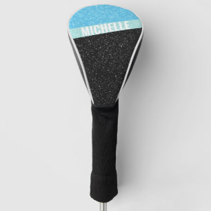 Sparkle Glitter monogram colour block black azure Golf Head Cover