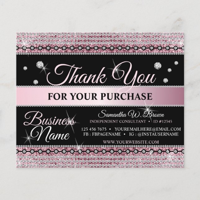 Sparkle Glitter Pink Jewellery Thank You For Order (Front)