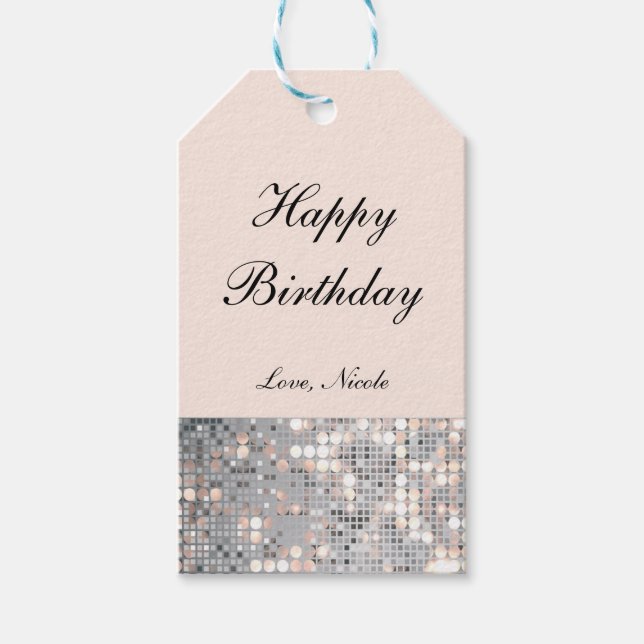 Sparkle Glitter Sequins Glam Chic Party Gift Tag (Front)
