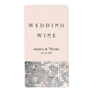 Sparkle Glitter Sequins Glam Wedding Wine Labels