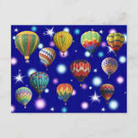 Sparkle Glowing Pink Blue Stars Hot Air Balloons