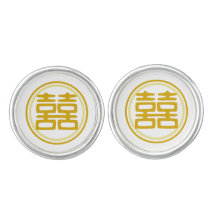 Sparkle Gold Double Happiness - Round