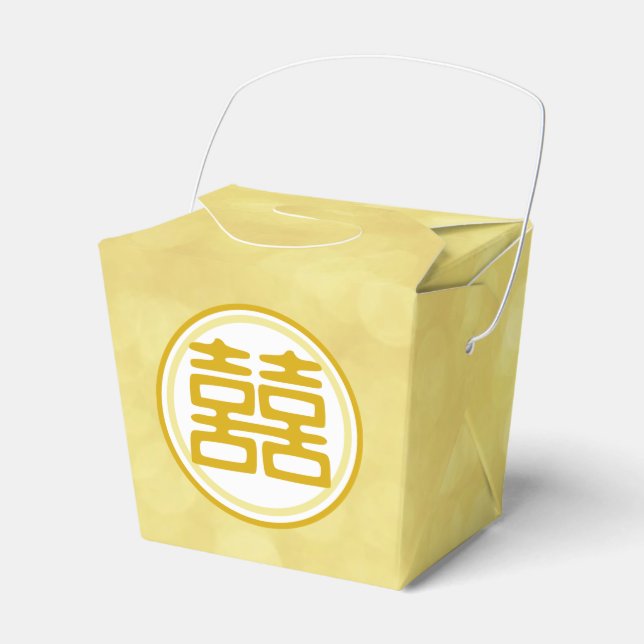 Sparkle Gold Double Happiness - Round Favour Box (Front Side)