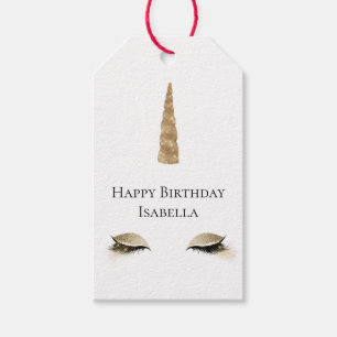 Sparkle Gold Glam Unicorn Gift Tags