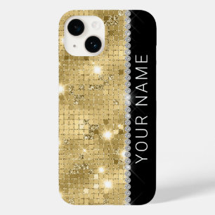 Sparkle Gold Glitter Custom Name Case-Mate iPhone 14 Case