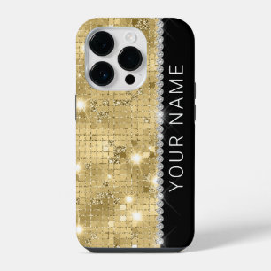 Sparkle Gold Glitter Custom Name iPhone 14 Pro Case