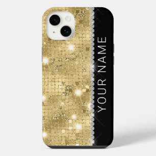 Sparkle Gold Glitter Custom Name iPhone 14 Plus Case