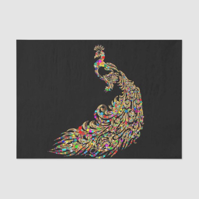 Sparkle Gold  Peacock Decoupage Paper (Front)