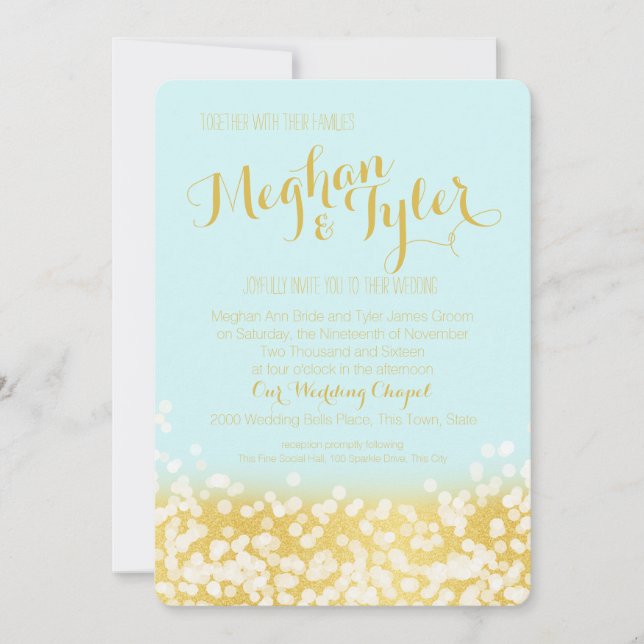 Sparkle Gold Wedding Invitation (Front)