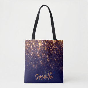 Sparkle Golden Glitter Tote Bag