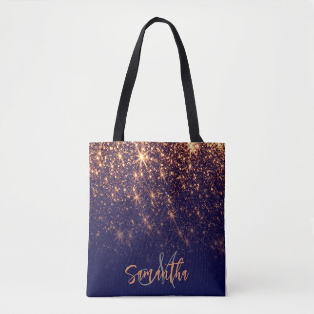 Sparkle Golden Glitter Tote Bag (Front)
