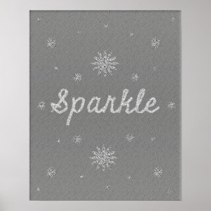 Sparkle Grey with Silver Glitter Poster