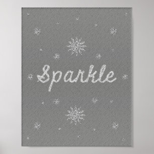Sparkle Grey with Silver Glitter Poster