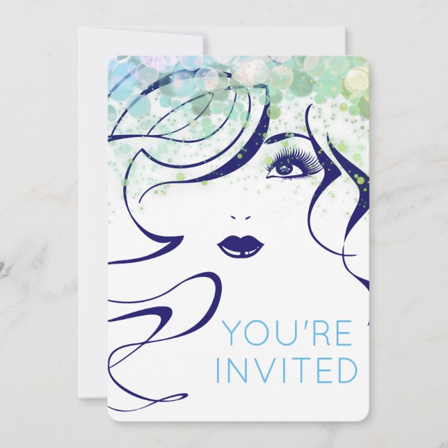 Sparkle hair stylist beauty salon grand opening invitation (Front)