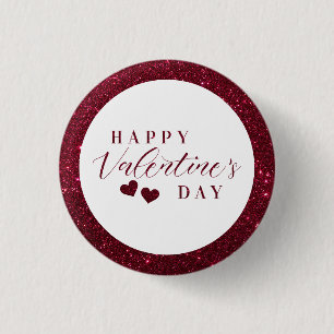 Sparkle Happy Valentine's Day Hearts 3 Cm Round Badge