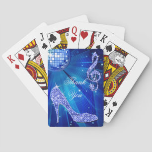 Sparkle Heels Blue Disco Ball Birthday Thank You Playing Cards