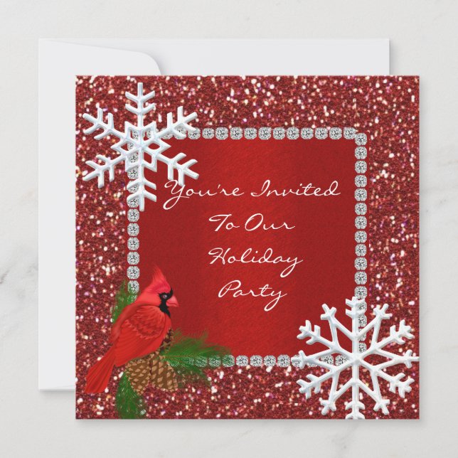 SPARKLE Holiday Invitation with SNOWFLAKES (Front)