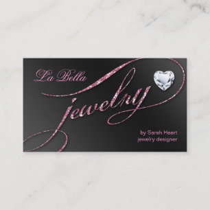 Sparkle Jewellery Business Card Black Pink Heart 2