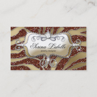 Sparkle Jewellery Business Card Zebra Gold Brown