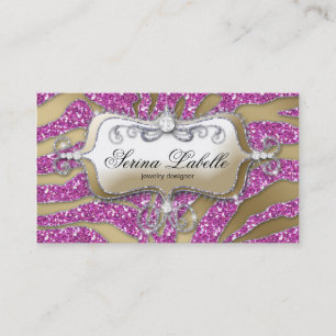 Sparkle Jewellery Business Card Zebra Gold Pink 2