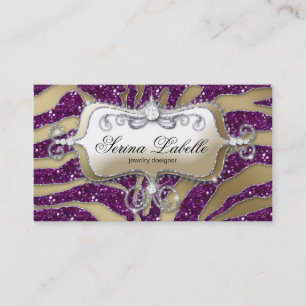 Sparkle Jewellery Business Card Zebra Gold Purple