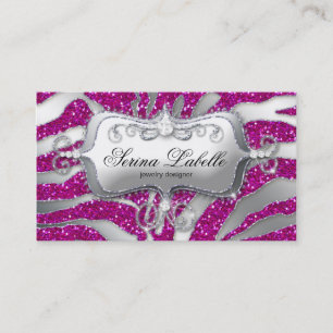 Sparkle Jewellery Business Card Zebra Silver Pink 